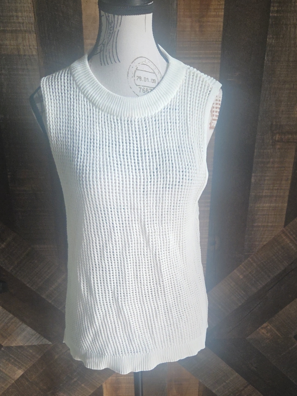 Olivaceous White Knit Sleeveless Tank